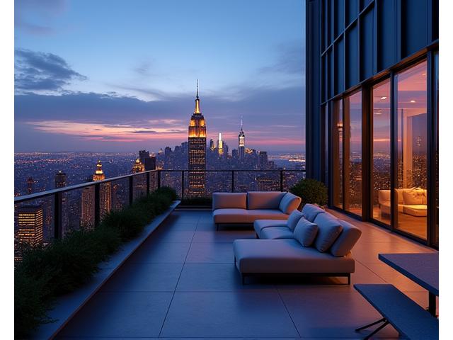 Luxurious penthouse with panoramic views of Manhattan skyline