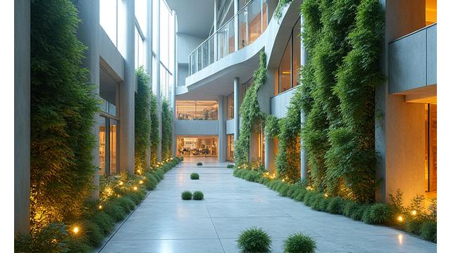 Modern futuristic architecture and technology converging