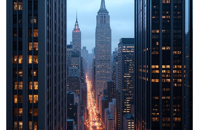 Sophisticated skyscraper in Manhattan urban landscape