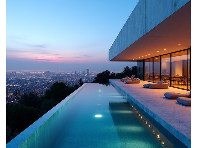 Modern villa in Hollywood Hills with city view