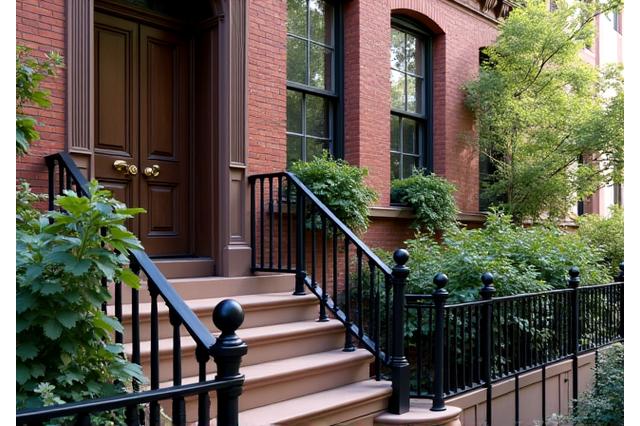 Exterior of a restored historic New York brownstone