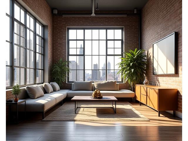 Modern Tribeca loft interior with large windows