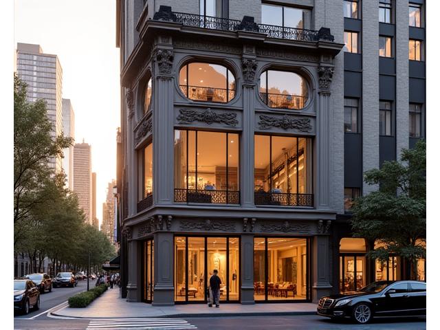 Historic building facade with newly converted luxury penthouse units visible