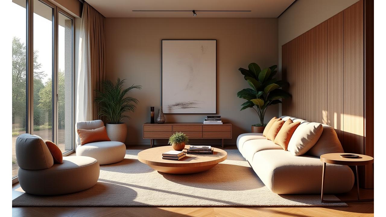 After staging: a luxuriously furnished and inviting living room with modern decor