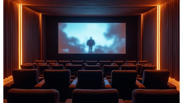 State-of-the-art home theater with plush seating and large screen